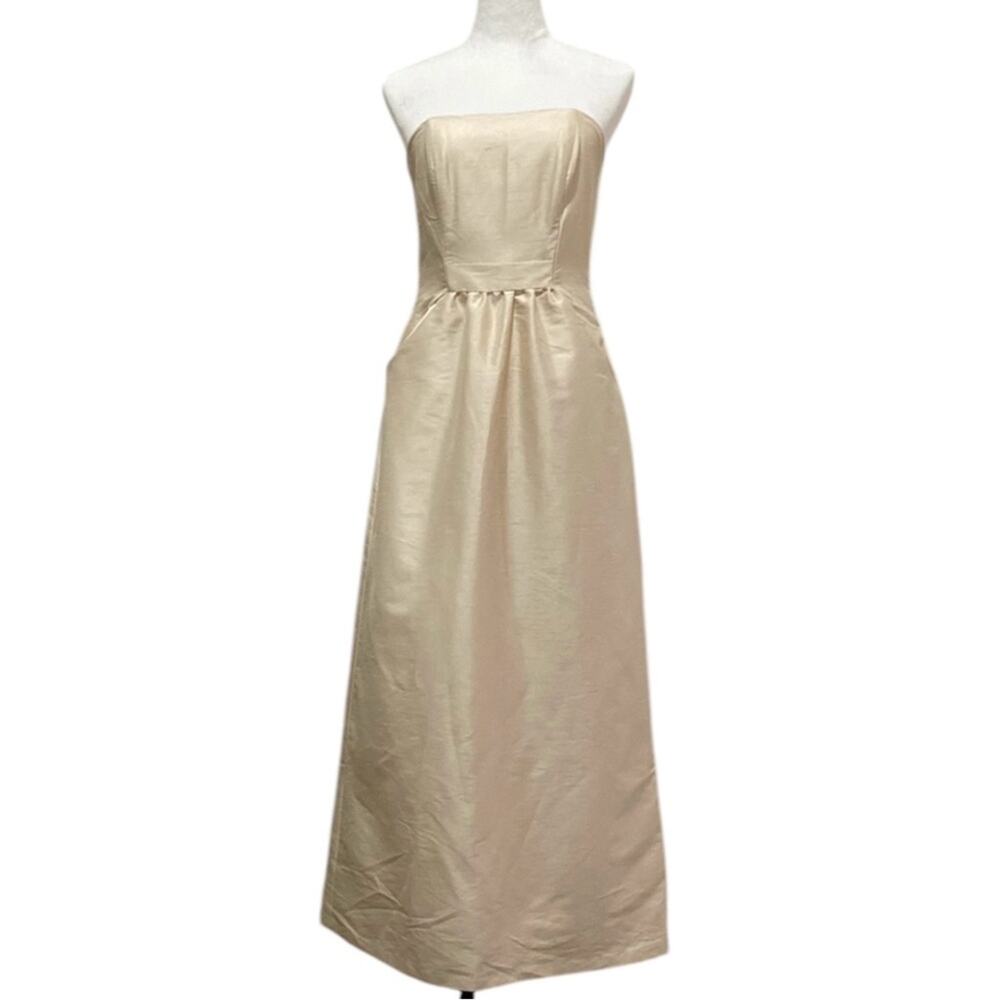 Alfred Sung Elegant Cream Strapless Dress Size 6 Full-Length Formal Gown
